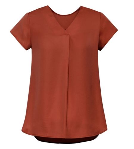 Biz Corp Womens Kayla V-neck Pleat Blouse