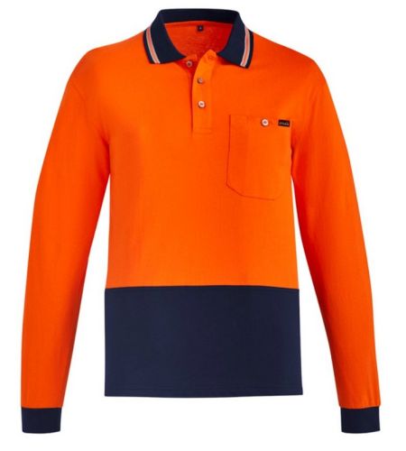 SYZMIK 100% Cotton Hi-vis Polo Shirt Long Sleeve